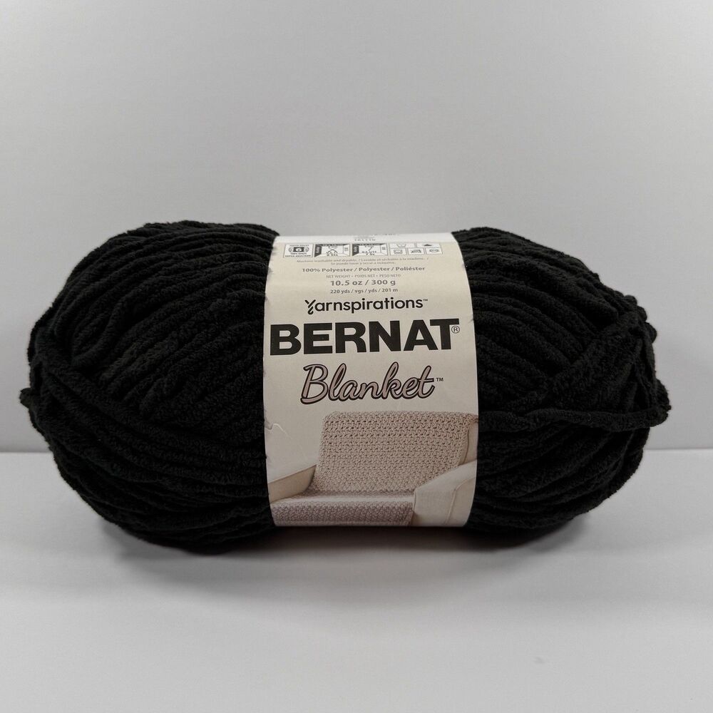 Bernat Yarnspirations Blanket Yarn COAL BLACK Skein #6 Super Bulky 10.5 oz